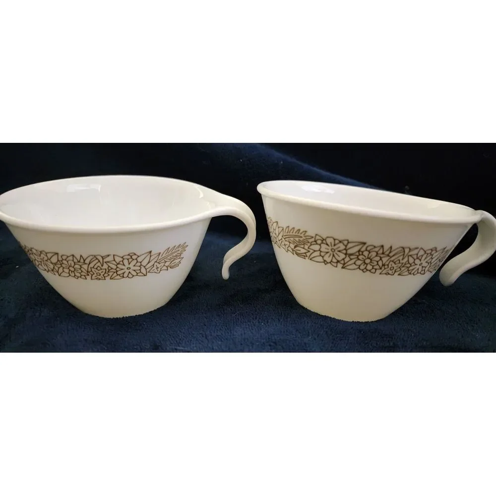 CORELLE WOODLAND HOOK HANDLE‎ CUPS [2] VINTAGE COFFEE TEA